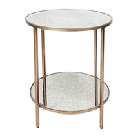 Cocktail Mirrored Side Table Antique Gold Finish