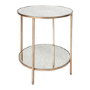 Cocktail Mirrored Side Table Antique Gold Finish