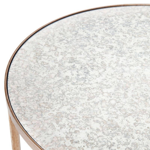 Cocktail Mirrored Side Table Antique Gold Finish