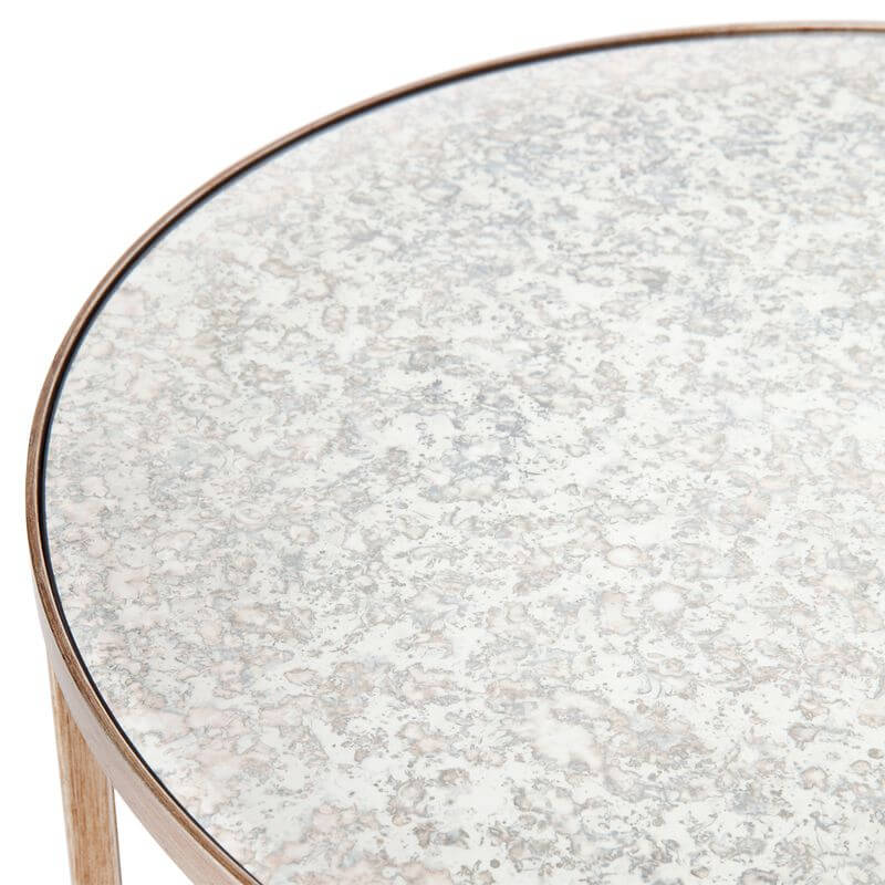 Cocktail Mirrored Side Table Antique Gold Finish