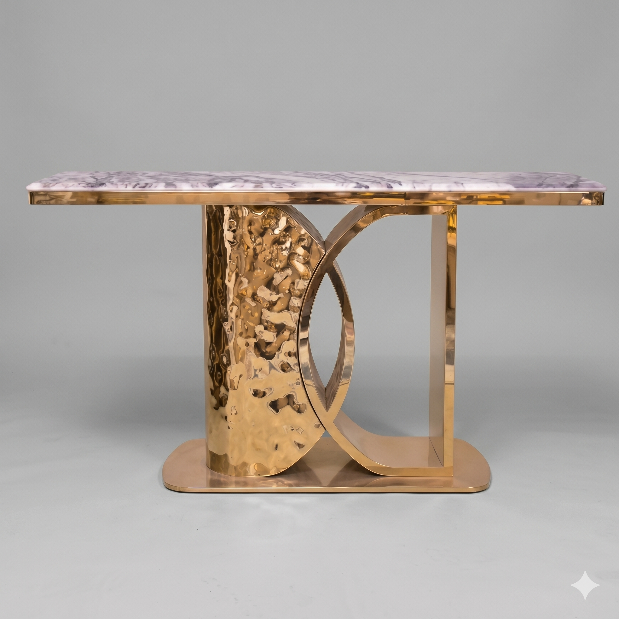Aurelia Hammered Gold and Marble Console Table