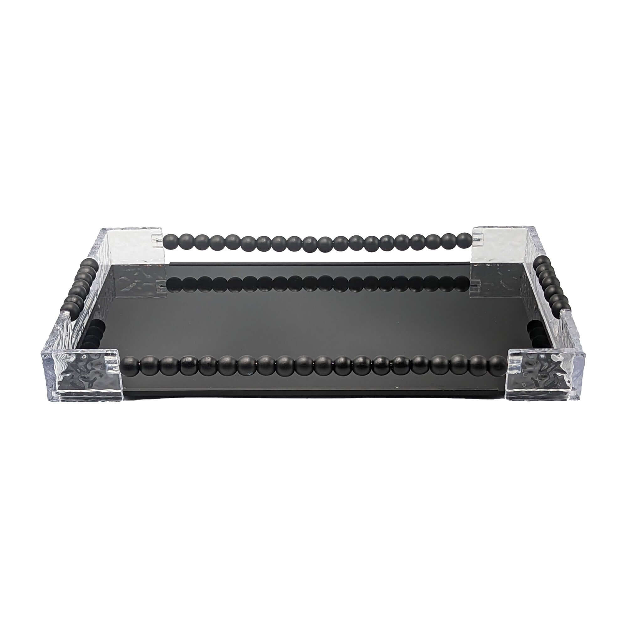 Contemporary Black Glass Serving Tray Set