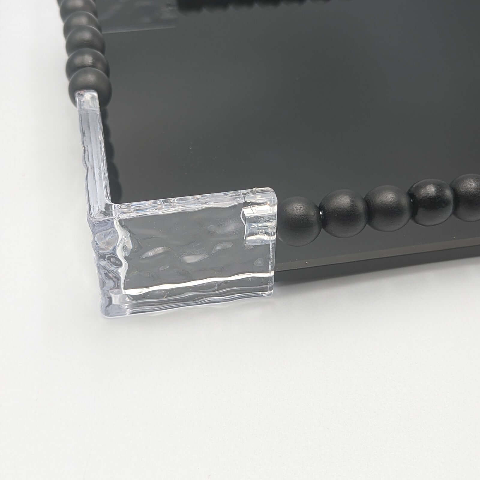 Contemporary Black Glass Serving Tray Set