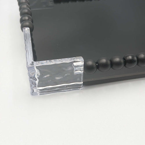 Contemporary Black Glass Serving Tray Set