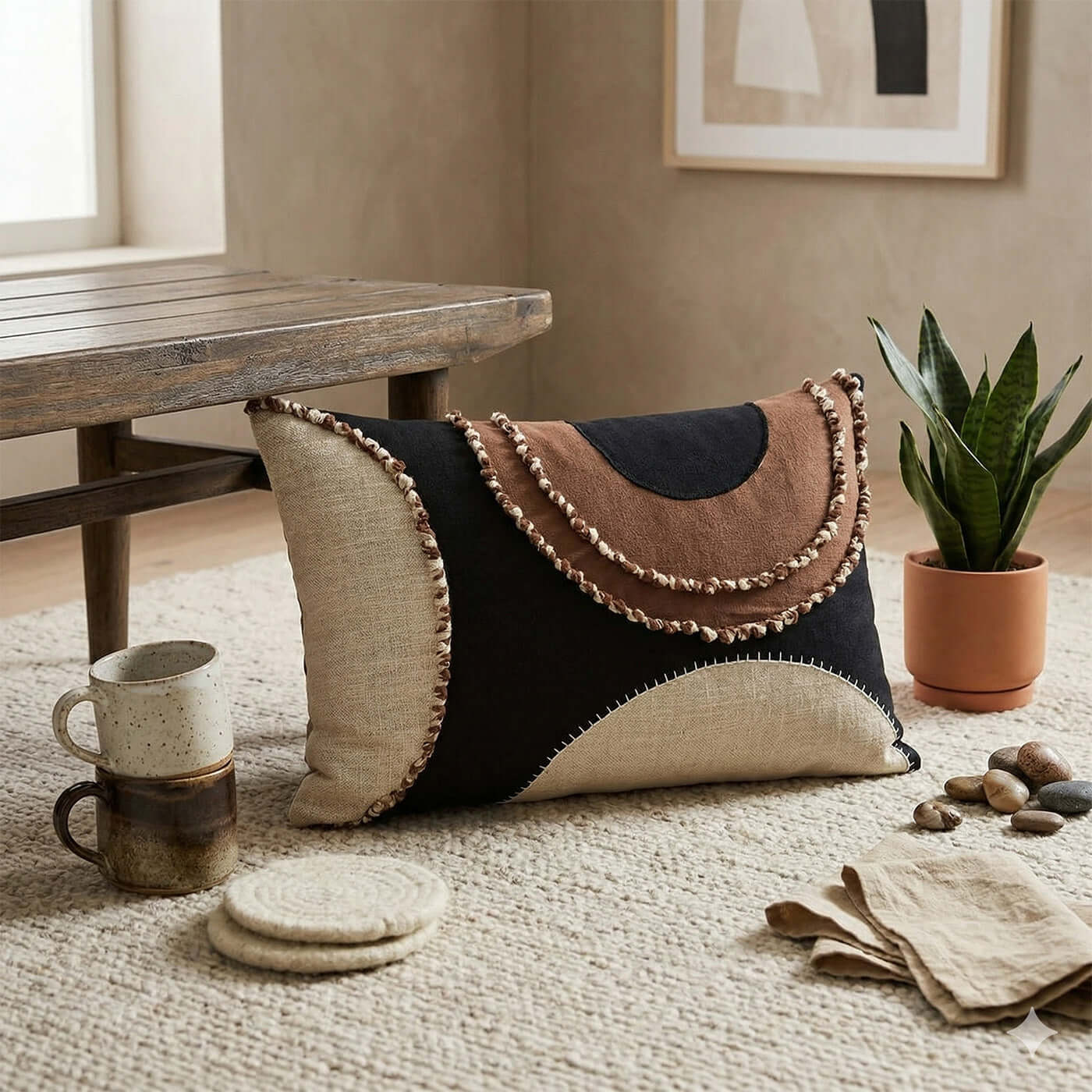 Merrow Embroidered Cotton Cushion 60x40cm