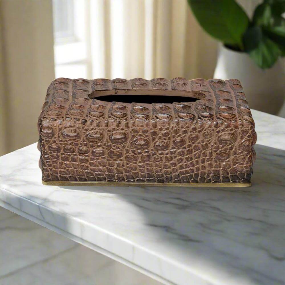 Crocodile Textured Rectangle Tissue Box Cover