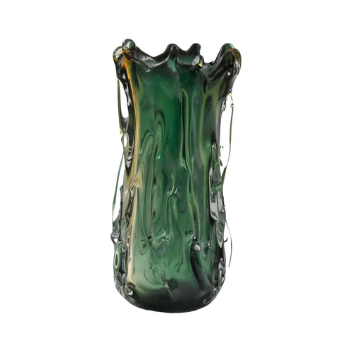 Artisan Murano Style Swirl Glass Vase Green YellowLuxury Coglass Vase