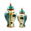 Isabella Art Deco Face Jar Set (L & M) | Luxury Decor