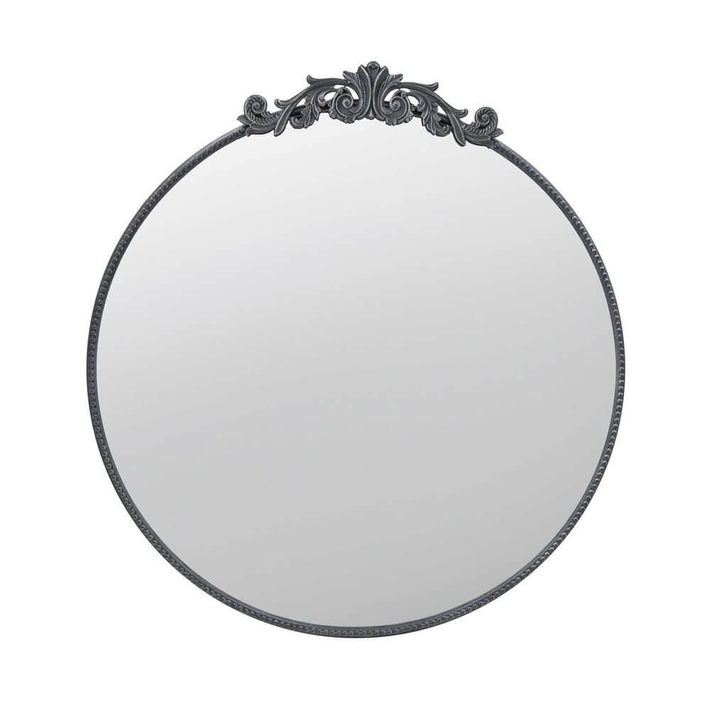 Dia Baroque Black Round Wall Mirror 98cm