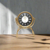Dubois Gold Metal Standing Desk Clock