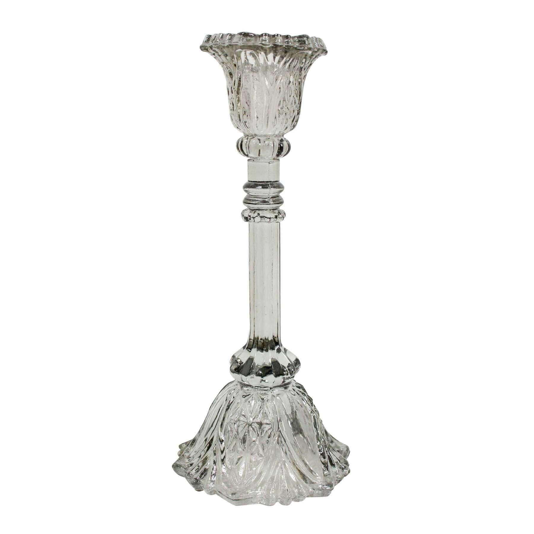 Elegant Sage Green Glass Taper Candle Stick
