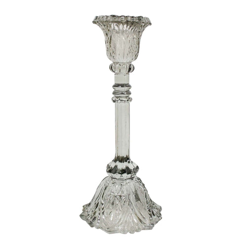Elegant Sage Green Glass Taper Candle Stick