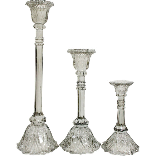Elegant Sage Green Glass Taper Candle Stick