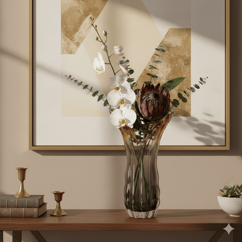 Elegant Smoke & Amber Art Glass Vase