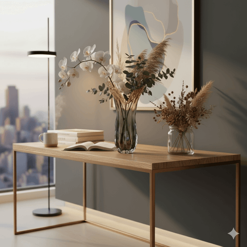 Elegant Smoke & Amber Art Glass Vase