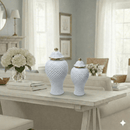 Elegant White and Gold Ginger Jar Set of Two