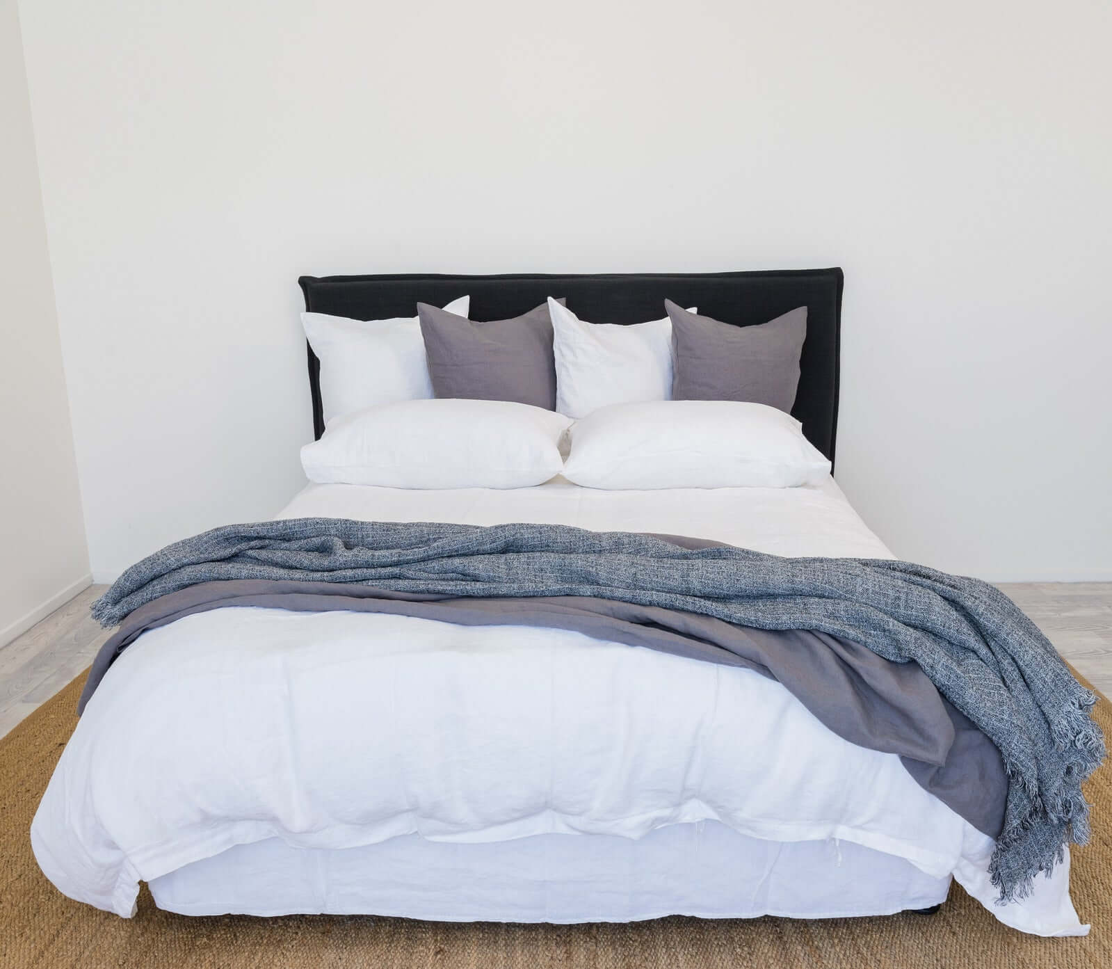 Elora Charcoal Linen Throw - French Flax Cotton