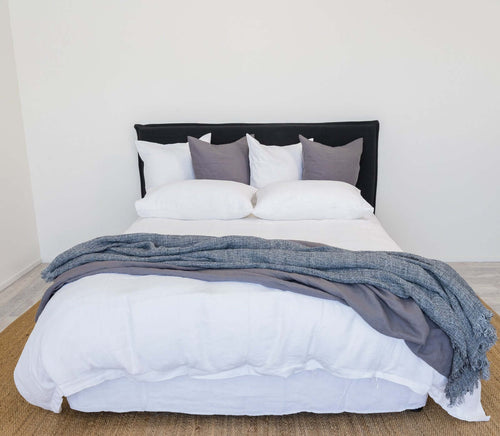 Elora Charcoal Linen Throw - French Flax Cotton