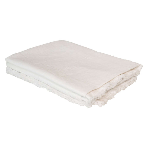 Elora White Linen Throw Cotton Blend 150x200 cm