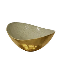 Elsa Beige Gloss Bowl Curved Aluminium Decorative Bowl 22cm