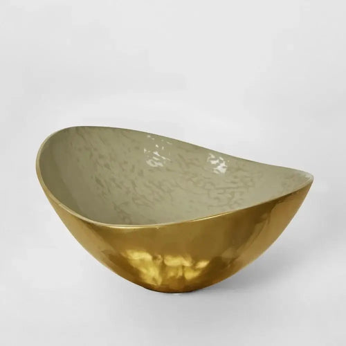 Elsa Beige Gloss Bowl Curved Aluminium Decorative Bowl 22cm