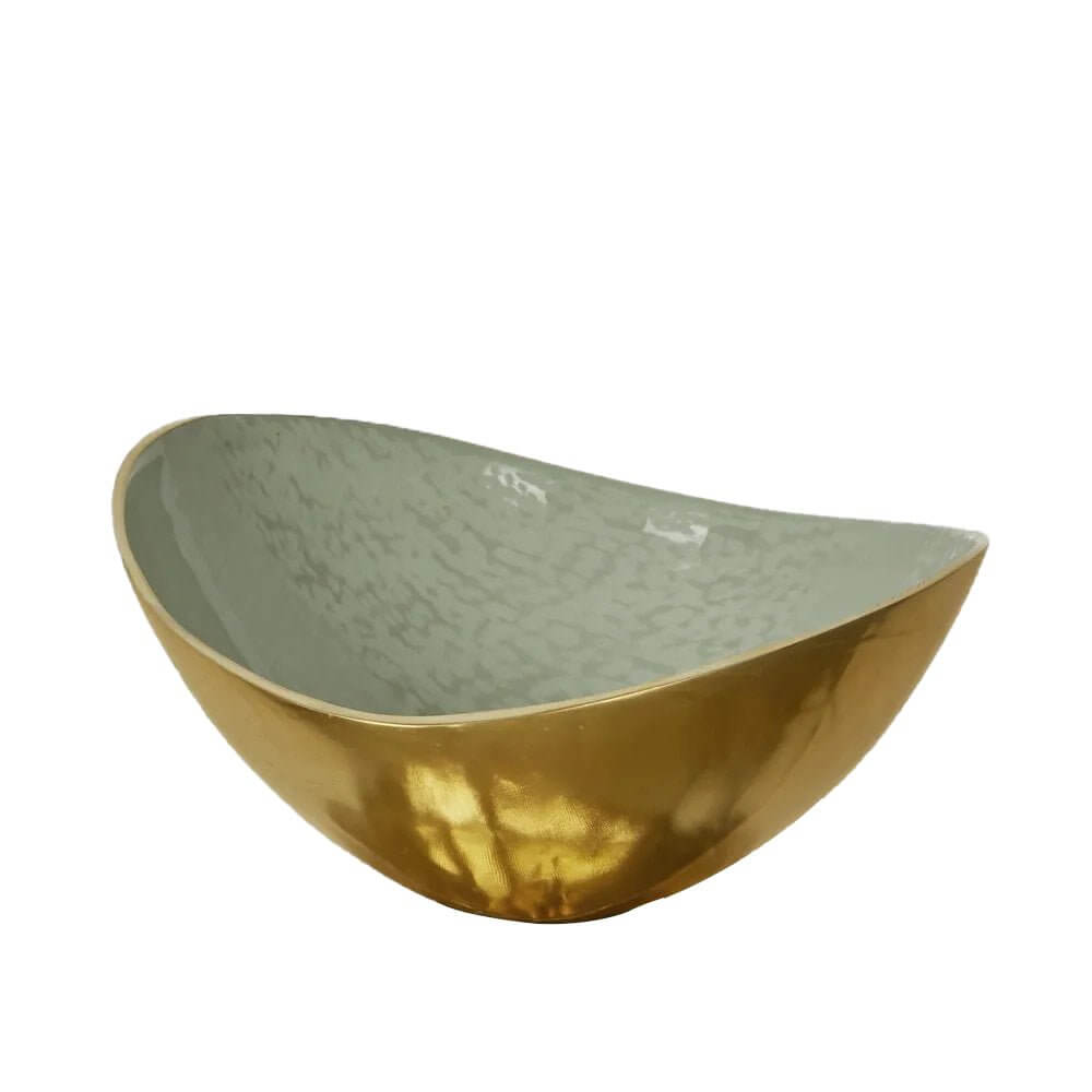 Elsa Decorative Bowl Mint Gloss Curved Aluminium Decorative Bowl 22cm