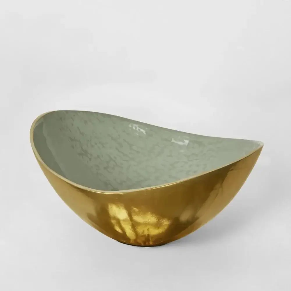 Elsa Decorative Bowl Mint Gloss Curved Aluminium Decorative Bowl 22cm