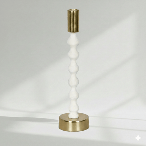 Elsa Glossy White Aluminium Candle Holder