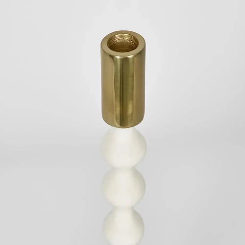 Elsa Glossy White Aluminium Candle Holder