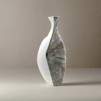 Erika Tall Natural White & Brown Vase