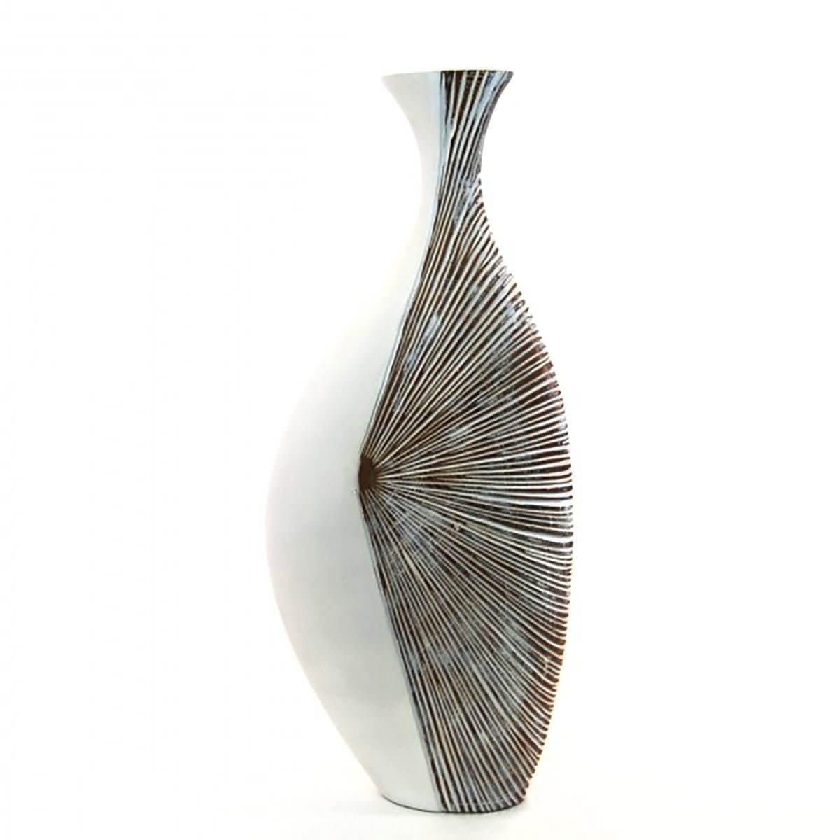 Erika Tall Natural White & Brown Vase