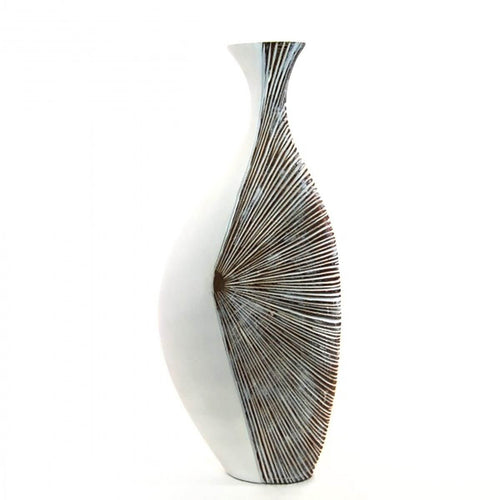 Erika Tall Natural White & Brown Vase