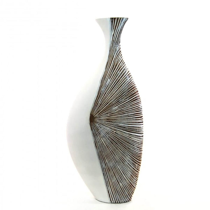 Erika Tall Natural White & Brown Vase