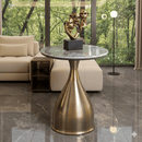 Faux Marble Gold Pedestal Side Table