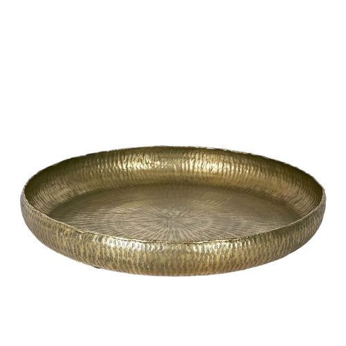 Felix Hammered Antique Gold Round Tray