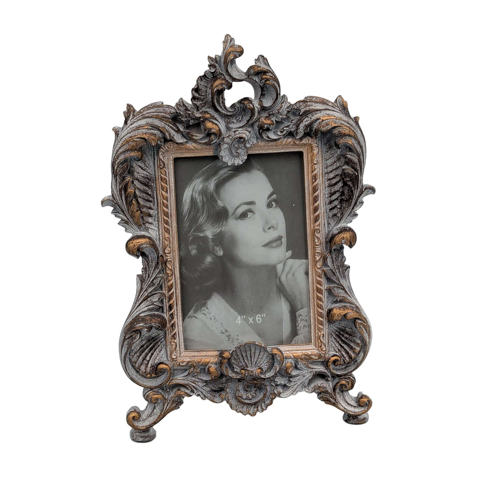 French Baroque Distressed Grey Picture Frame