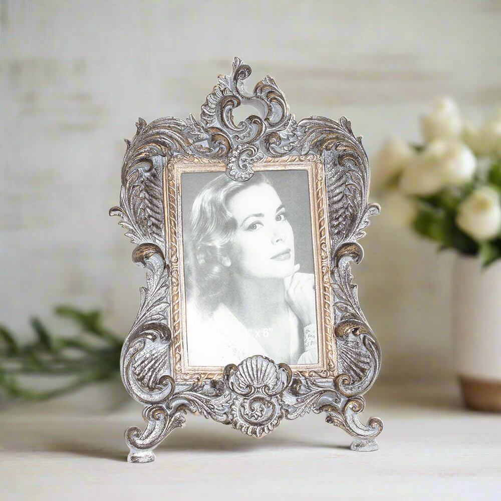French Baroque Distressed Grey Picture Frame