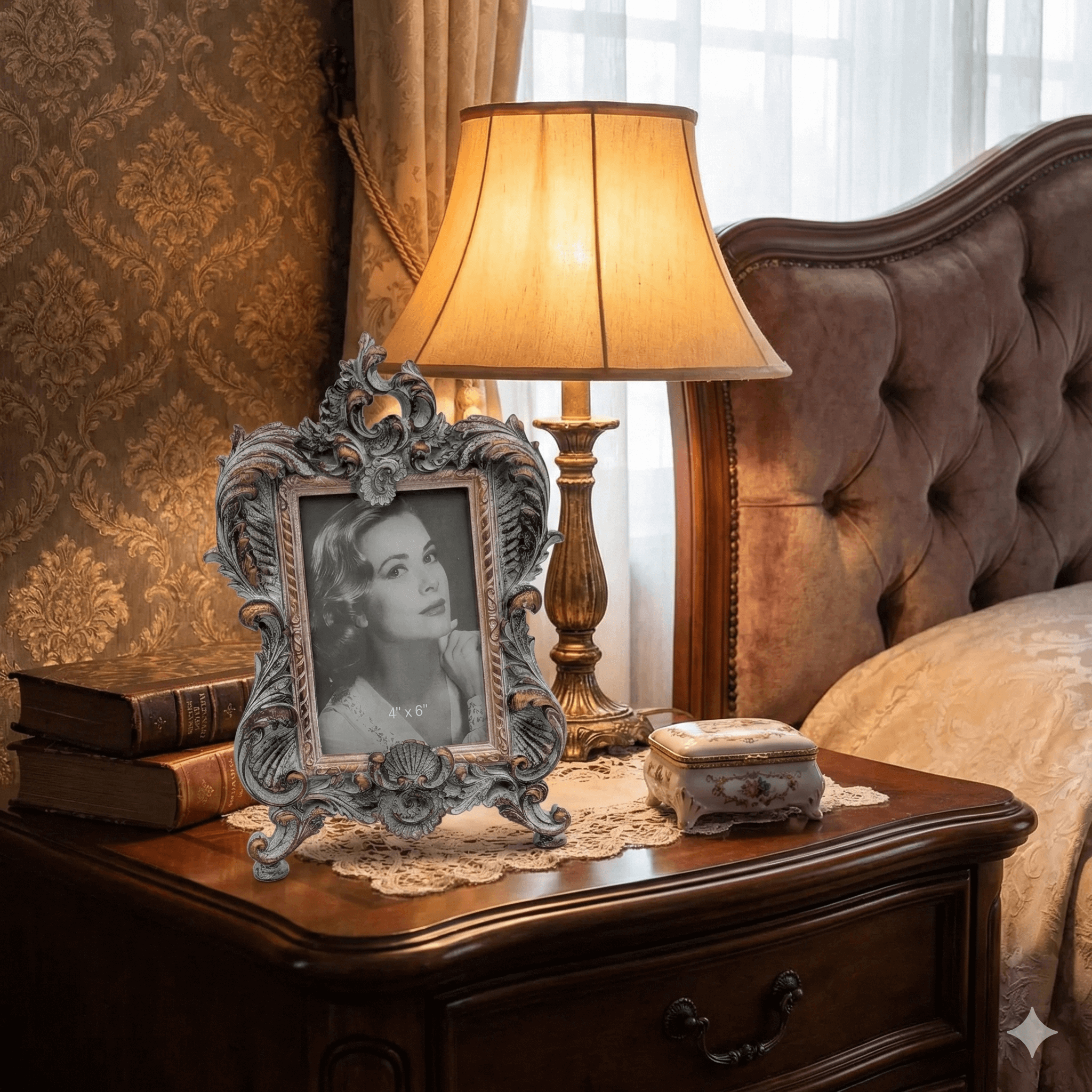 French Baroque Distressed Grey Picture Frame