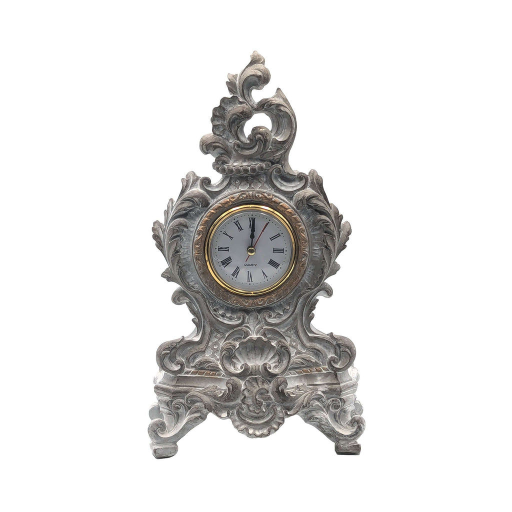 French Baroque White Table Clock 25cm