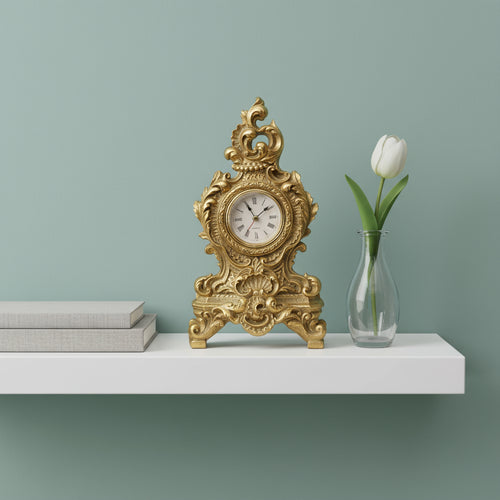 French Country Gold White Table Clock 25cm