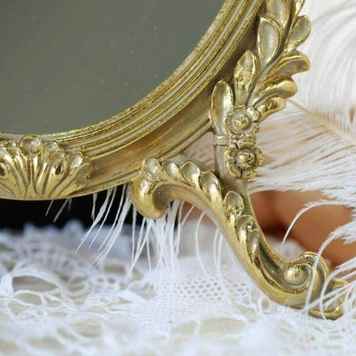 French Makeup Mirror Rustic Gold Makeup Mirror - 35cm