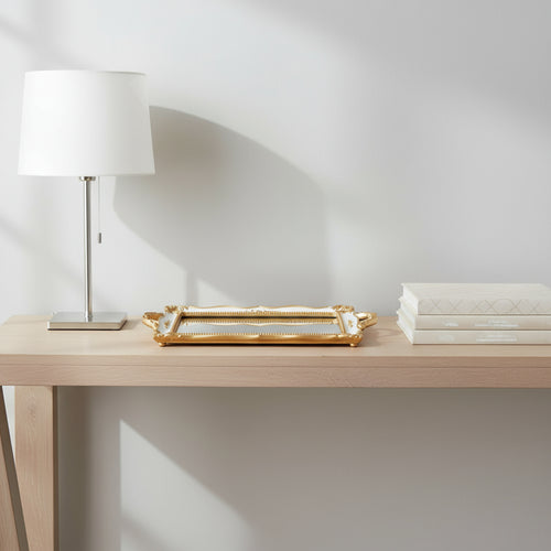French Style Gold Rectangular Mirror Tray