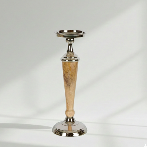 Atlas Modern Wood & Aluminium Candle Stick
