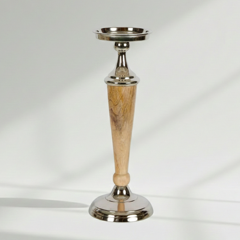 Atlas Tall Aluminium Wood Candle Stick