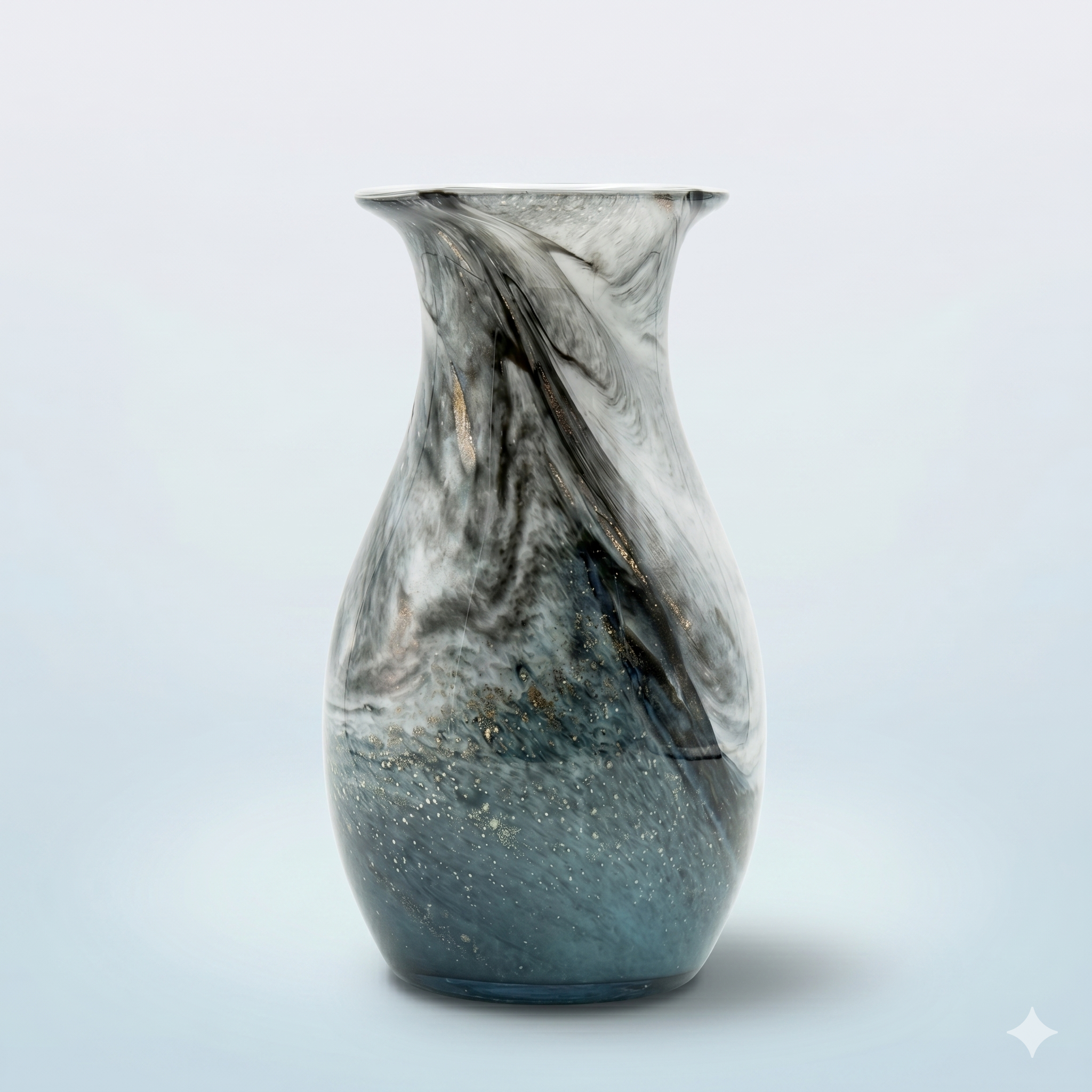 Oceanic Teal Marbled Ceramic Flared Vase