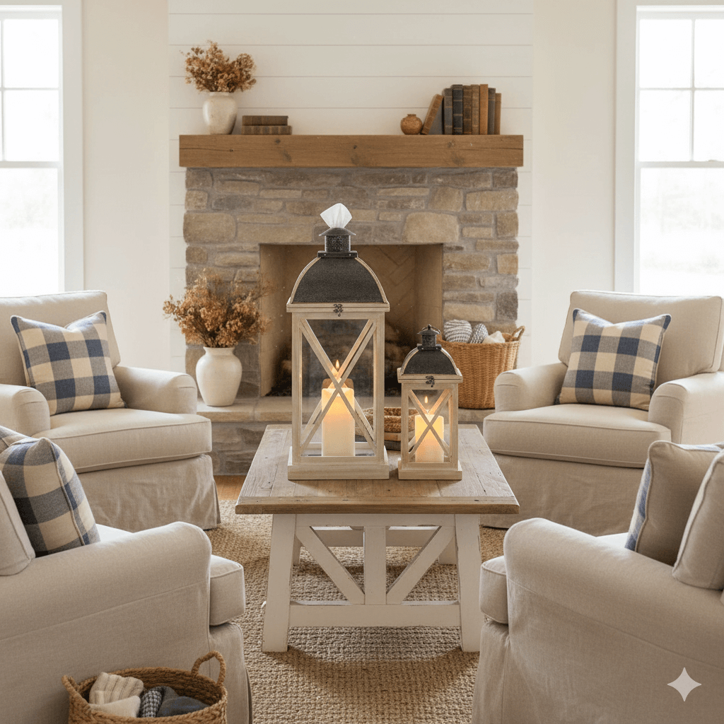 Isles Coastal White Lantern Set of 2