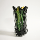 Murano Style Forest Green Glass Vase - 34cm