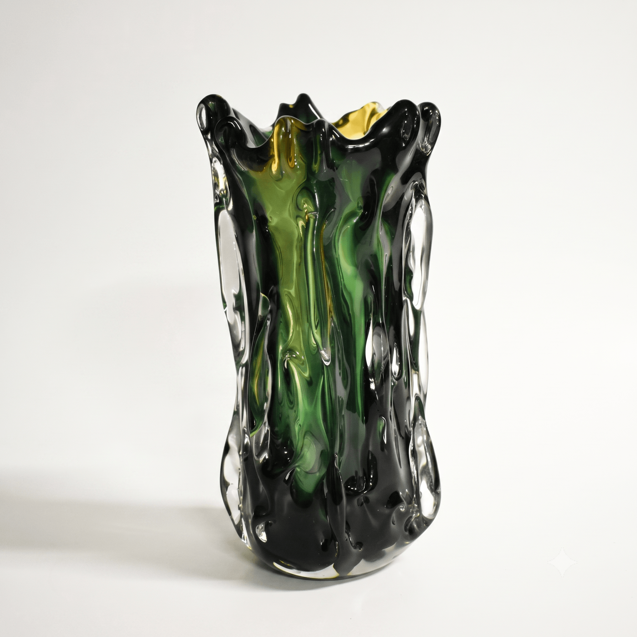 Murano Style Forest Green Glass Vase - 34cm