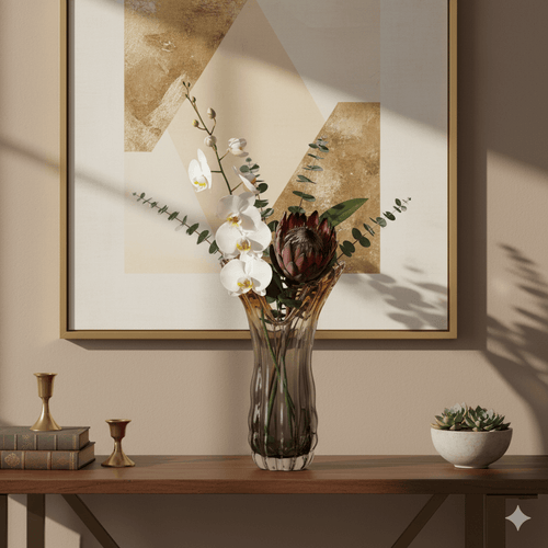 Elegant Smoke & Amber Art Glass Vase