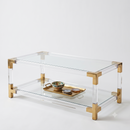 Minimalist Clear Acrylic Coffee Table - Gold